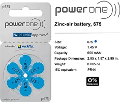 Power One P675 Battery For Hearing Aid Amplifier Machine - 1 Strips (1x6 = 6 Batteries)-thumb3