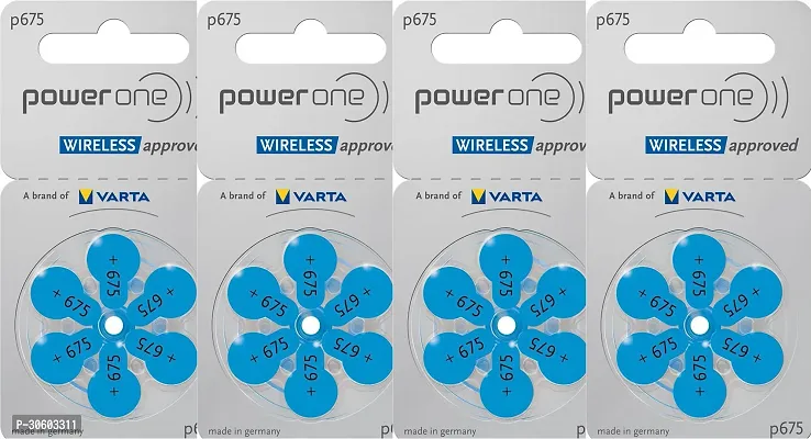 Power One P675 Battery For Hearing Aid Amplifier Machine - 4 Strips (4x6 = 24 Batteries)