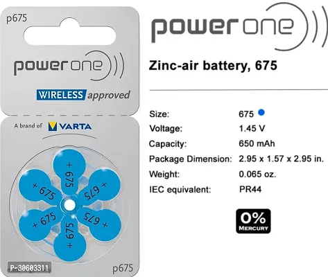 Power One P675 Battery For Hearing Aid Amplifier Machine - 4 Strips (4x6 = 24 Batteries)-thumb5