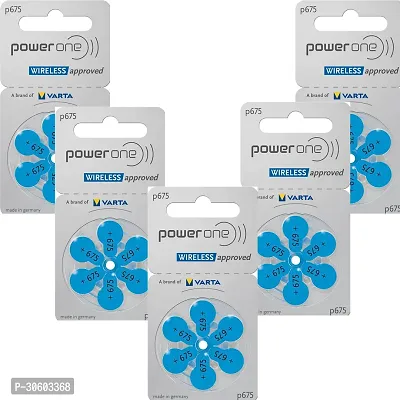 Power One P675 Battery For Hearing Aid Amplifier Machine - 5 Strips (5x6 = 30 Batteries)