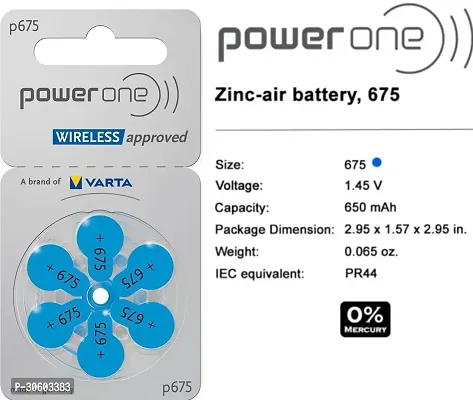 Power One P675 Battery For Hearing Aid Amplifier Machine - 8 Strips (8x6 = 48 Batteries)-thumb3