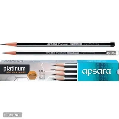 Extra Dark Apsara Pencils with Sharpner and Eraser (10 Pencils Pack)