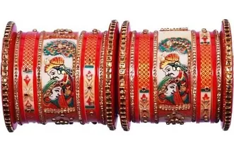 Elegant Red Plastic Cubic Zirconia Chuda-Bangles Set For Women-thumb1