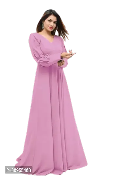 Trendy Flared Plain Gown-thumb3