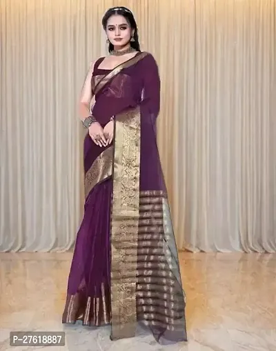 Beautiful Organza Saree With Blouse Piece For Women