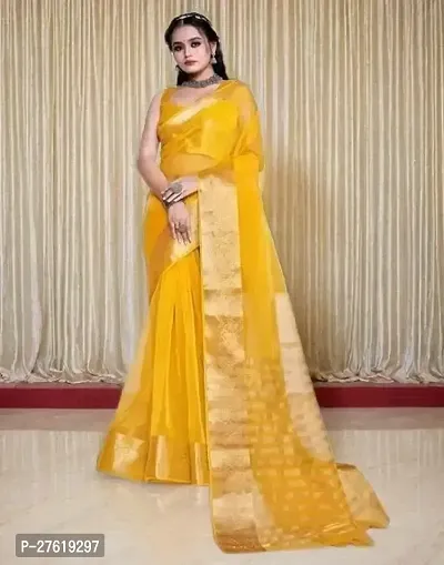 Beautiful Organza Saree With Blouse Piece For Women-thumb0