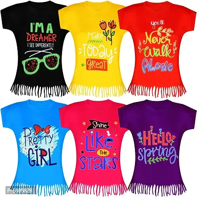 Stylish Cotton Printed Casual Tops For Girls(Pack of 6)-thumb0