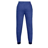 Stylish Cotton Royal Blue Checked Jogger Style Track Pant For Boys-thumb1