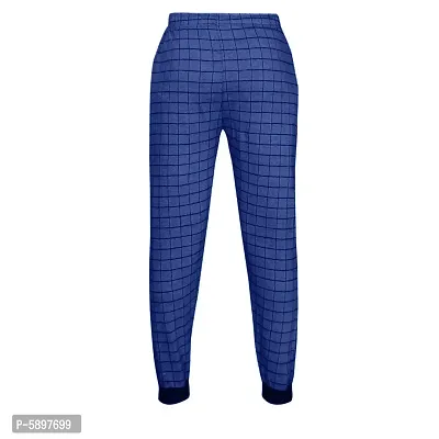 Stylish Cotton Royal Blue Checked Jogger Style Track Pant For Boys-thumb2