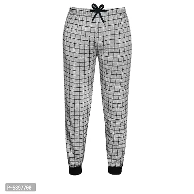Stylish Cotton Off White Checked Jogger Style Track Pant For Boys