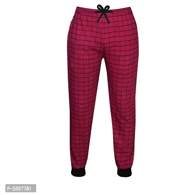 Stylish Cotton Pink Checked Jogger Style Track Pant For Boys-thumb0