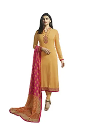 Classic French Crepe Embroidered Dress Material with Dupatta