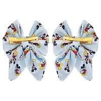 Freestylar Micky Printed Satin Silk Hair Clip Pack of 2 (Blue)-thumb2