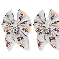 Freestylar Micky Printed Satin Silk Hair Clip Pack of 2 (Grey)-thumb1