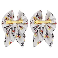 Freestylar Micky Printed Satin Silk Hair Clip Pack of 2 (Grey)-thumb2