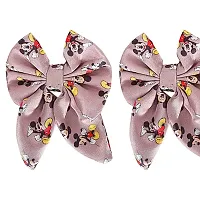 Freestylar Micky Printed Satin Silk Hair Clip Pack of 2 (Purple)-thumb1