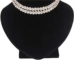 Silver Shine Silver Plated Double Line Diamond Necklace For women-thumb1