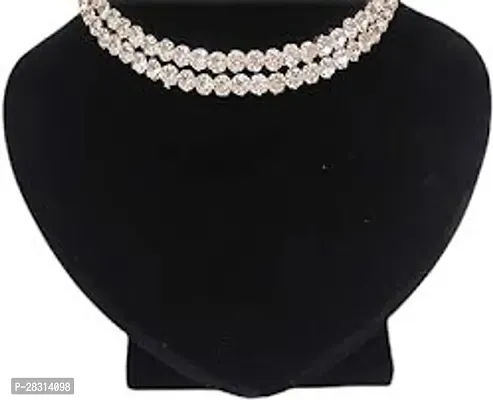 Silver Shine Silver Plated Double Line Diamond Necklace For women-thumb2