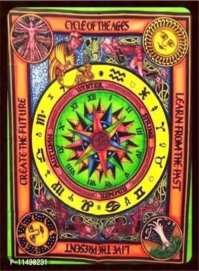 ART WORLD Wall Hanging Horoscope Zodiac Tapestry Hippie Bedding Astrology Tapestry Indian Mandala Wall Art Hippie Wall Tapestry (Multi Color Brush, Twin (54x84 Inches))-thumb0