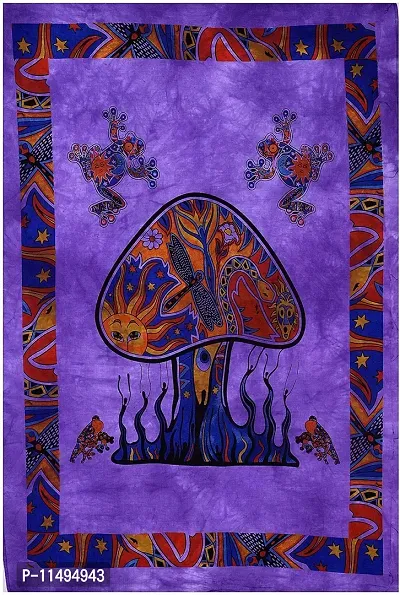 Raj Handicrafts Psychedelic Mushroom Tapestry Frogs Magic Shrooms Tapestry Dorm Tapestry Hippie Tapestry Wall Hanging Fantasy Bohemian Poster Trippy Animal Wall Art (Purple, Twin (54x84 Inches))