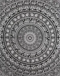 ART WORLD Elephant Mandala Tapestry Poster Psychedelic Boho Tie Dye Printed Wall Hanging Decoration (Black&White, Small)-thumb1