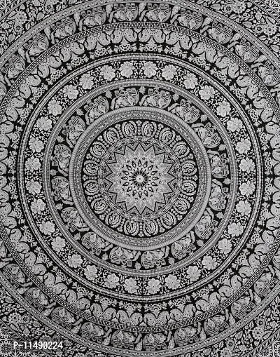 ART WORLD Elephant Mandala Tapestry Poster Psychedelic Boho Tie Dye Printed Wall Hanging Decoration (Black&White, Small)-thumb2