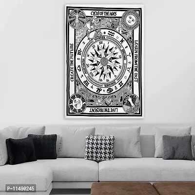 ART WORLD Wall Hanging Horoscope Zodiac Tapestry Hippie Bedding Astrology Tapestry Indian Mandala Wall Art Hippie Wall Tapestry (Black and White, Poster (30x40 Inches))-thumb3