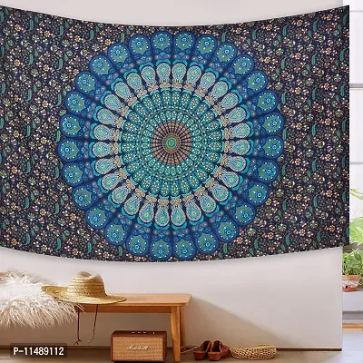 Raj Handicrafts Blue Twin Mandala Tapestry Wall Hanging Indian Cotton Tapestries Bedspread Picnic Beach Throw Blanket Wall Art Hippie Tapestry Bed Cover (Blue 1, Twin)-thumb4