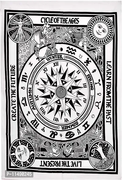 ART WORLD Wall Hanging Horoscope Zodiac Tapestry Hippie Bedding Astrology Tapestry Indian Mandala Wall Art Hippie Wall Tapestry (Black and White, Poster (30x40 Inches))-thumb0