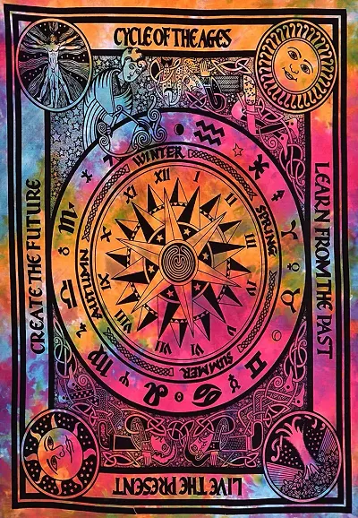 ART WORLD Wall Hanging Horoscope Zodiac Tapestry Hippie Bedding Astrology Tapestry Indian Mandala Wall Art Hippie Wall Tapestry (Multi Color, Poster (30x40 Inches))