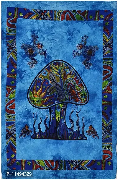 Raj Handicrafts Psychedelic Mushroom Tapestry Frogs Magic Shrooms Tapestry Dorm Tapestry Hippie Tapestry Wall Hanging Fantasy Bohemian Poster Trippy Animal Wall Art (Turquoise, Twin (54x84 Inches))