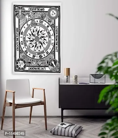 ART WORLD Wall Hanging Horoscope Zodiac Tapestry Hippie Bedding Astrology Tapestry Indian Mandala Wall Art Hippie Wall Tapestry (Black and White, Poster (30x40 Inches))-thumb2