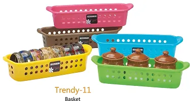 Kosh Plastic Rectangular Basket Storage Container Flexible Multi-Purpose Plastic Storage Baskets for Fruits Vegetables and Dining and Office (Pack of 6)-thumb3