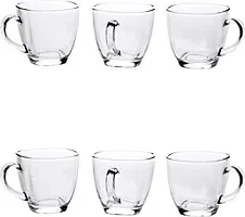 Kosh -Crystal Clear Square Fancy Stylish Modern Glass Tea and Coffee Cappuccino Ice Cream Cup Cappuccino, Latte, Big Tea Cup. Crystal Clear Glass Cups, Espresso Coffee Gifts (Clear, 120 ml) 6 Pieces-thumb4