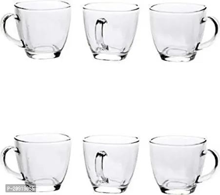 Kosh -Crystal Clear Square Fancy Stylish Modern Glass Tea and Coffee Cappuccino Ice Cream Cup Cappuccino, Latte, Big Tea Cup. Crystal Clear Glass Cups, Espresso Coffee Gifts (Clear, 120 ml) 6 Pieces-thumb5