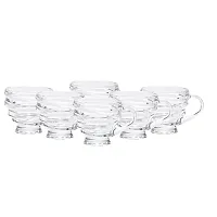 Kosh - Fashioned Zigzag Modern Elegant Fancy Stylish Premium Crystal Glass Lead-Free Cute Spiral Design Coffee and Green Tea Cups Mugs (120 ml, Clear) 6- Pc-thumb3