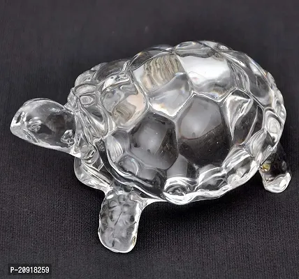 Kosh Vastu / Fengshui Crystal Turtle Tortoise with Small Plate Idol for Good Luck Feng Shui Tortoise Turtle Best Gift for Career  Luck, Clear, 2 Pieces Health Wealth Money Bussiness Prosperity and Good Luck with Wealth Home Decor (Tortoise + Plate)-thumb3