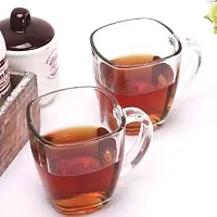 Kosh -Crystal Clear Square Fancy Stylish Modern Glass Tea and Coffee Cappuccino Ice Cream Cup Cappuccino, Latte, Big Tea Cup. Crystal Clear Glass Cups, Espresso Coffee Gifts (Clear, 120 ml) 6 Pieces-thumb3