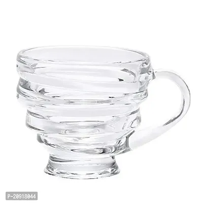 Kosh - Fashioned Zigzag Modern Elegant Fancy Stylish Premium Crystal Glass Lead-Free Cute Spiral Design Coffee and Green Tea Cups Mugs (120 ml, Clear) 6- Pc