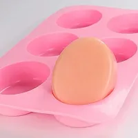 Kosh Easy Release Reusable Flexible Silicone 6 Cavity Oval Shape Tray for Soaps, Chocolates, Jelly, Desserts Candle Chocolate Mould Maker for Kitchen, Bar, Party ( Multi-Color, Pack of 1) (Oval Shape Soap Mould)-thumb2