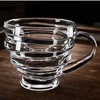 Kosh - Elegant Fancy Stylish Premium Crystal Glass Lead Free Cute Spiral Design Coffee and Green Tea Cups Mugs Latest Spiral Design Shape Elegant Transparent Cup Set (120 ml, Clear) - 2 Pc-thumb2