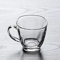 Kosh -Crystal Clear Square Fancy Stylish Modern Glass Tea and Coffee Cappuccino Ice Cream Cup Cappuccino, Latte, Big Tea Cup. Crystal Clear Glass Cups, Espresso Coffee Gifts (Clear, 120 ml) 6 Pieces-thumb2