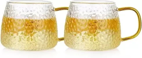 Pack of 2 Glass Coffee Cup Glass Mug Used for Tea, Coffee, Green Tea, Lemon Glass Cup  (Clear, Cup Set)-thumb1