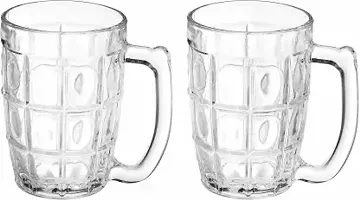 glass beer mug glass set beer mug crystal claer mug ( pack of 2) Glass Beer Mug  (400 ml)-thumb1