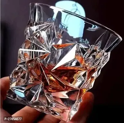 (Pack of 2) Diamond Design Crystal Cut Whiskey Glass Set (300 ml) (2) Glass Set Whisky Glass  (300 ml, Glass, Clear)-thumb3