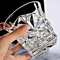 (Pack of 2) Diamond Design Crystal Cut Whiskey Glass Set (300 ml) (2) Glass Set Whisky Glass  (300 ml, Glass, Clear)-thumb3