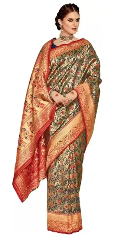 VASTRAM FABRICS || Women's Banarasi Silk Banarasi Saree with Unstitched Blouse Piece,