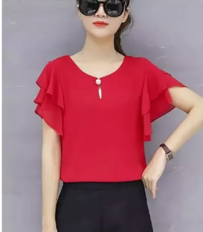 Elegant Georgette Solid Top For Women