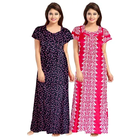 Lorina Women's Pure Cotton Regular Maternity Nighty Jaipuri Night Gown Nighty (Free Size ( Upto XXL )