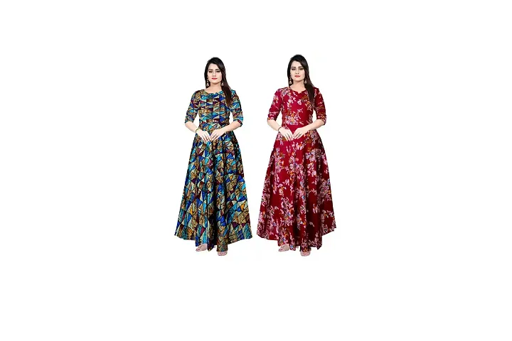 Stylish Rayon Fit And Flare Dress For Women Pack Of 2